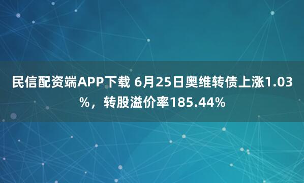 民信配资端APP下载 6月25日奥维转债上涨1.03%，转股溢价率185.44%